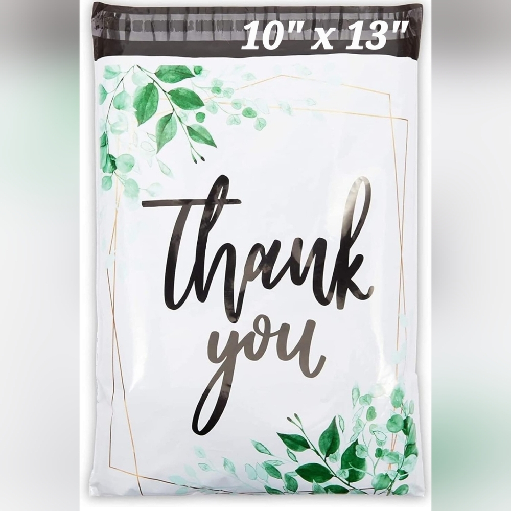 20 "Thank You" 10 x 13 Polymailers, plus 20 Thank You Stickers